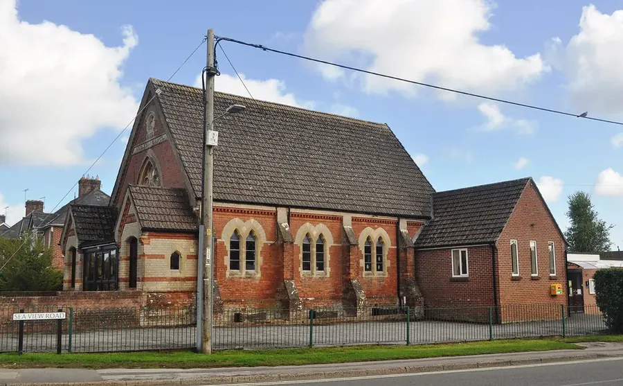 Victorian brick Methodist church with a tiled roof on Dorchester Road, Upton